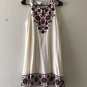 Floral print summer midi cream colored dress